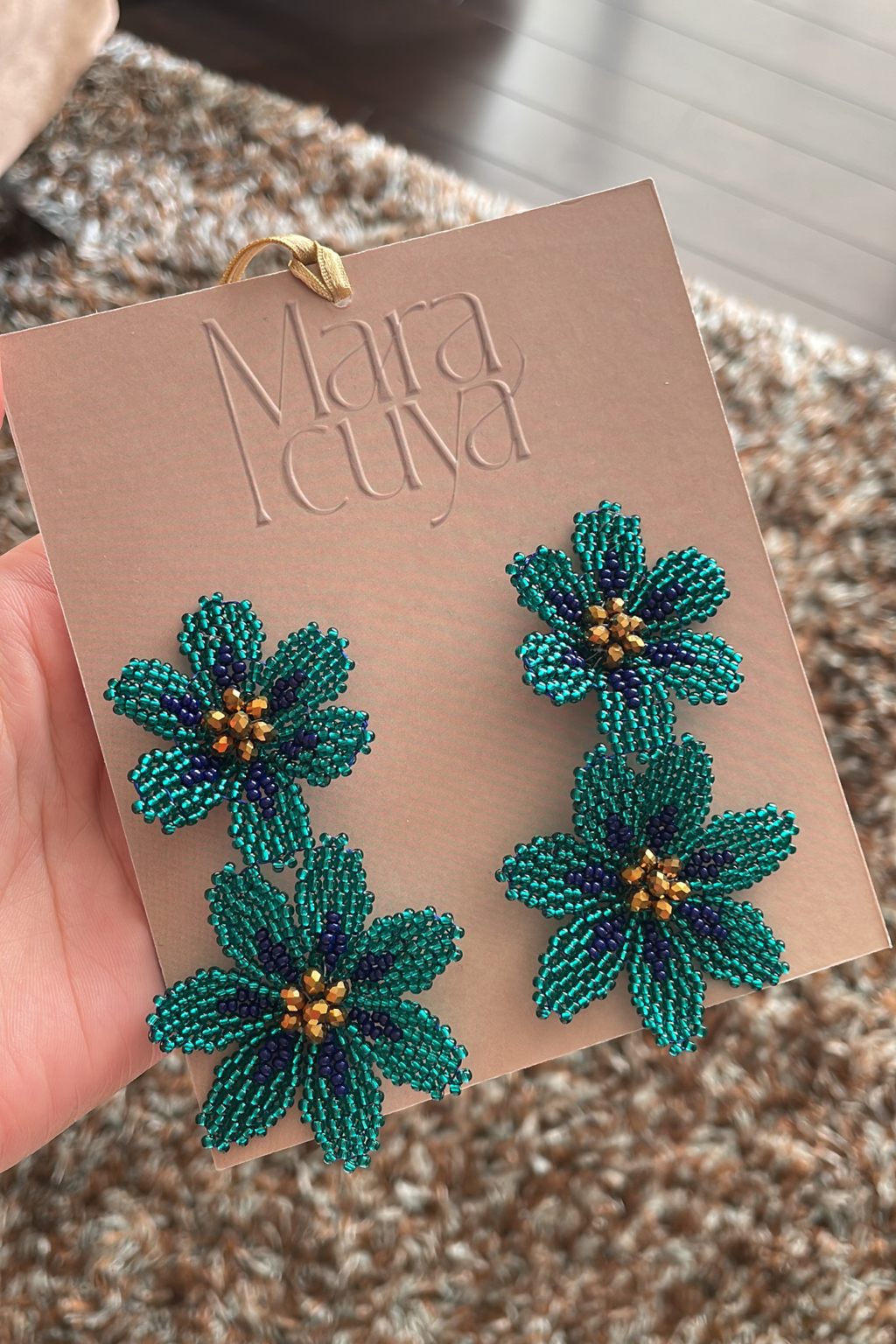 Double Flor Earrings [Turquoise] - Imagen 2