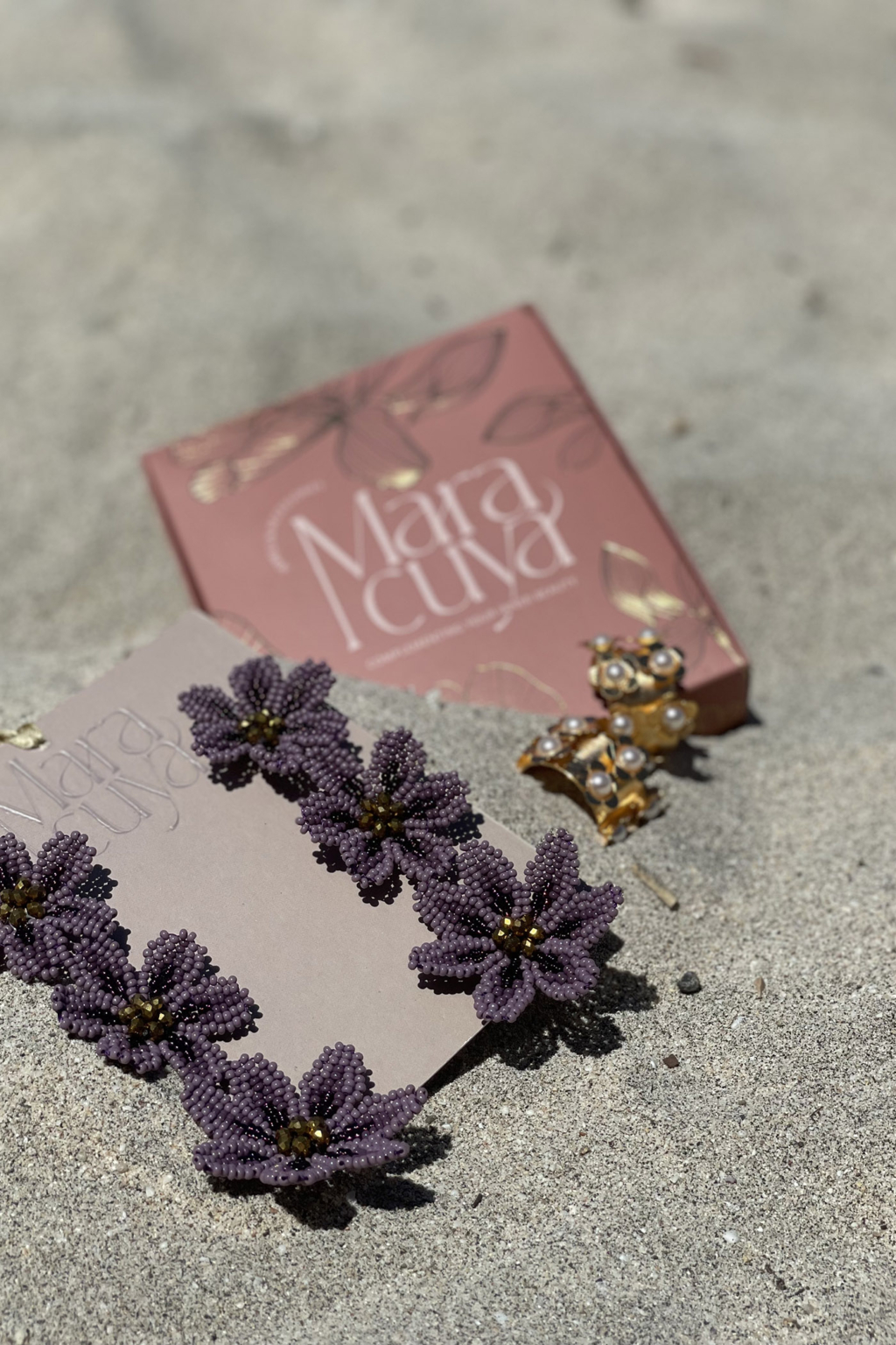 Triple Flor Earrings [Lilac] - Image 4