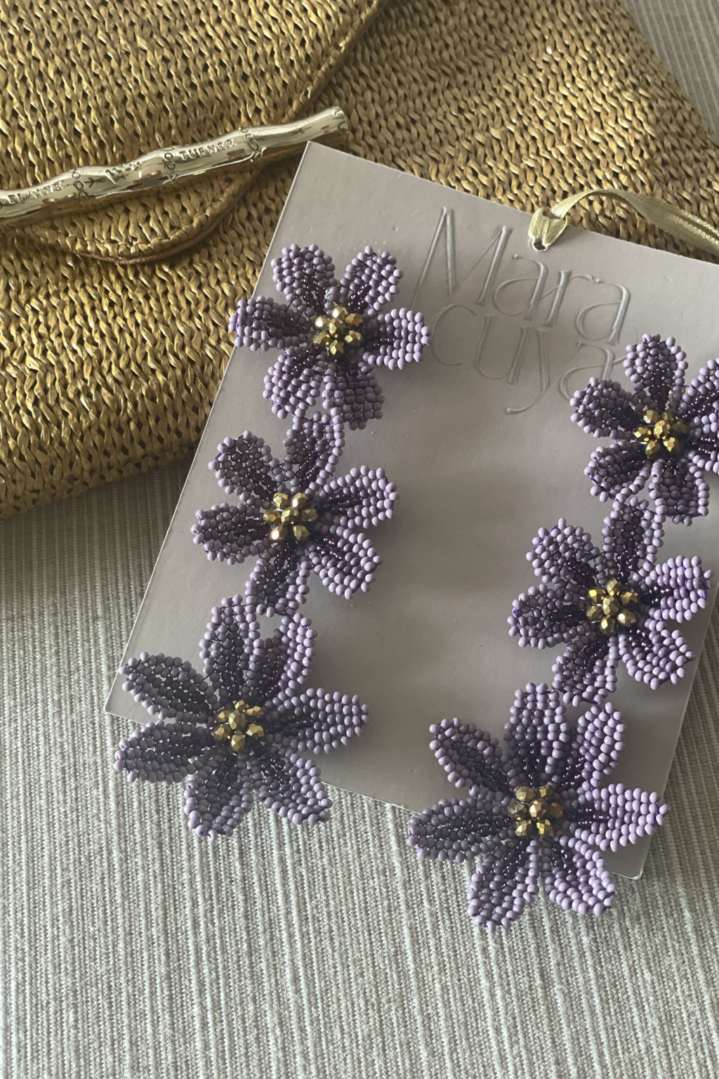Triple Flor Earrings [Lilac] - Image 2