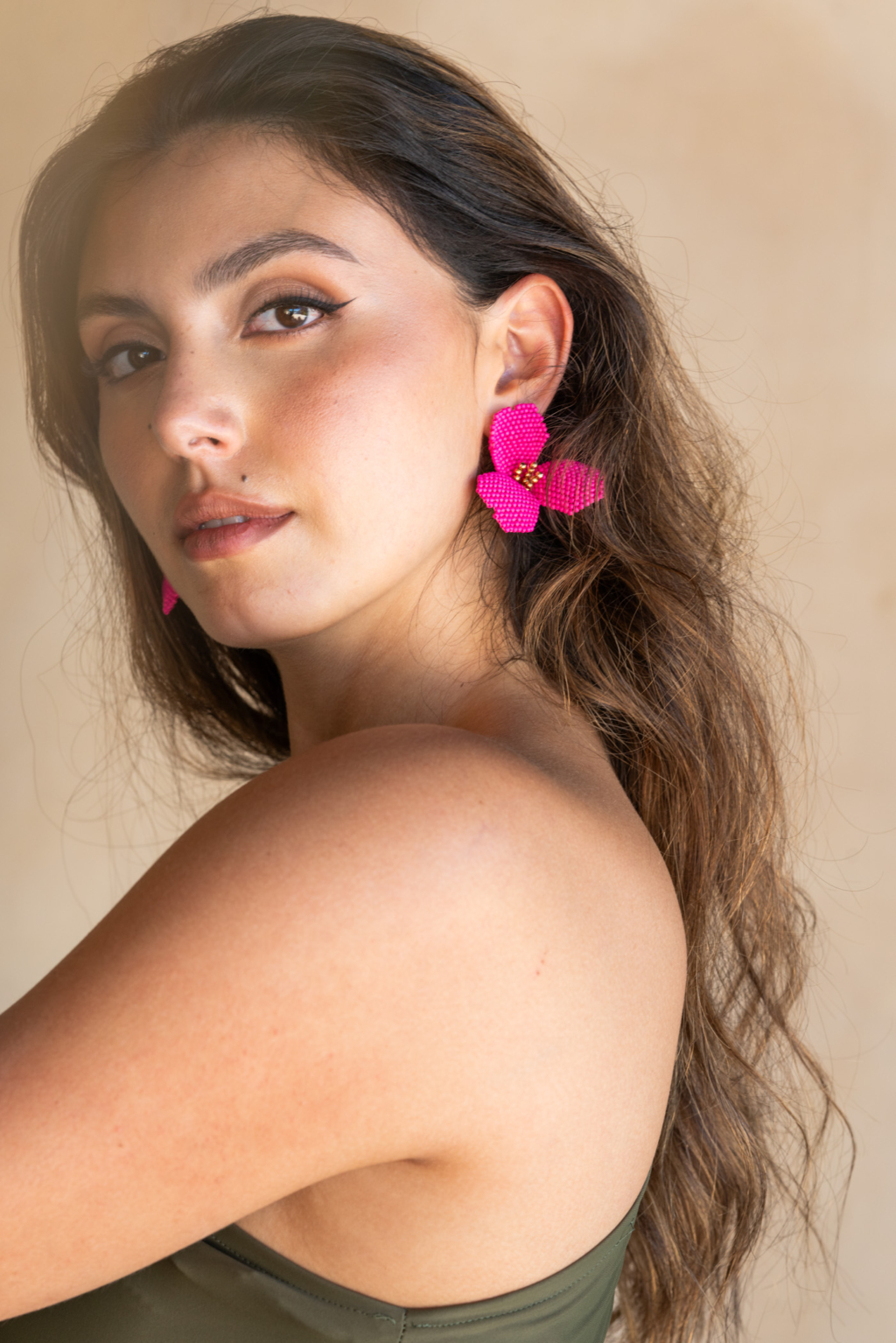 Big Tulip Earrings [Raspberry] - Image 3