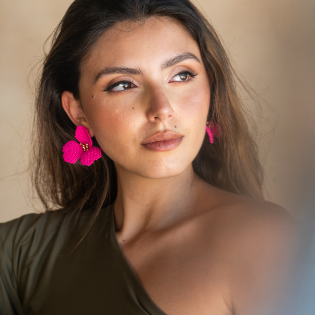 Big Tulip Earrings [Raspberry]