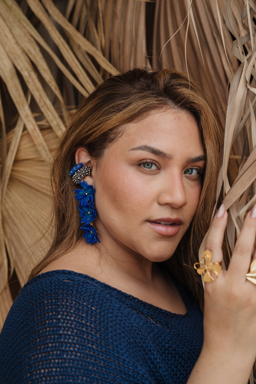 Esmera Earrings [Triple Blue] - Image 3