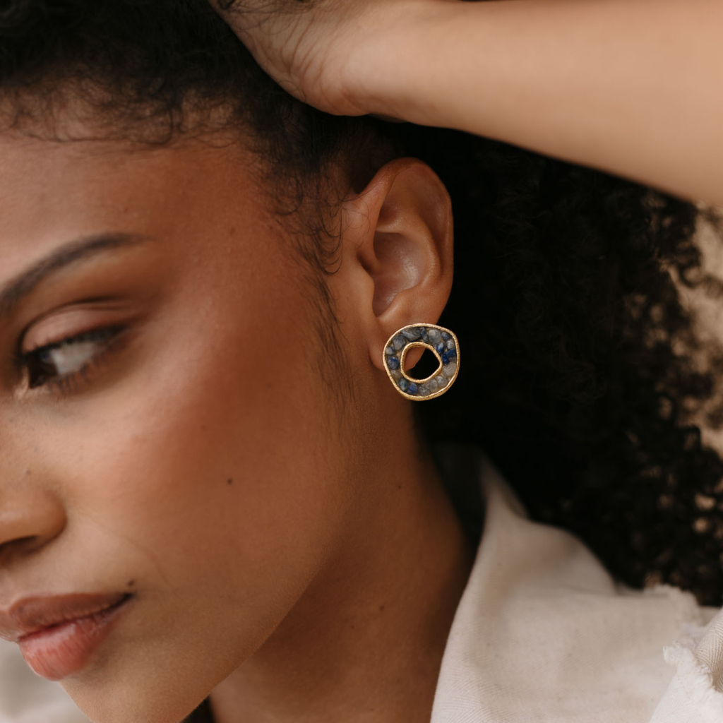 Caliza Earrings [Cuarzo Azul]